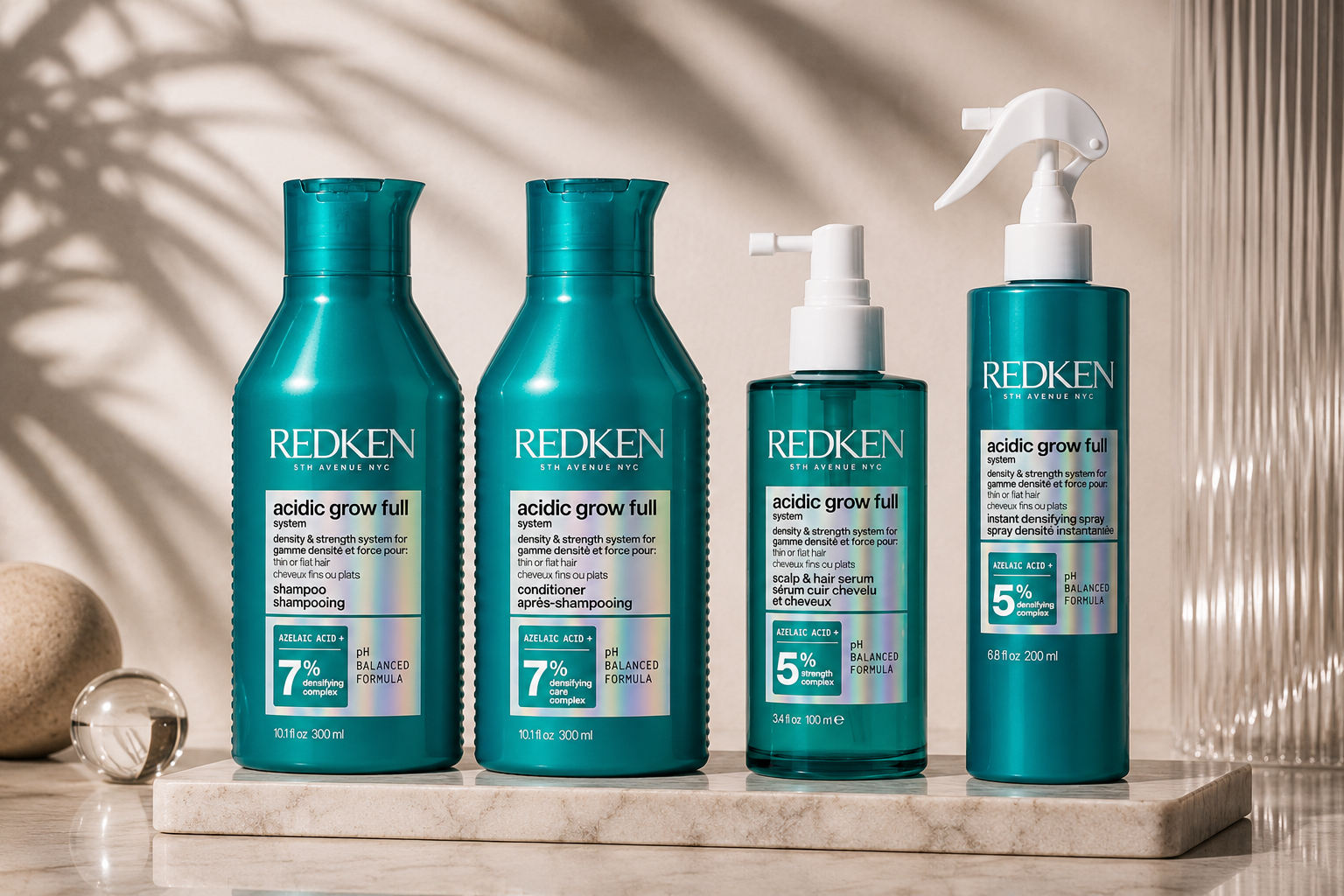 Redken Acidic Grow Full range — shampoo, conditioner, scalp serum and instant densifying spray